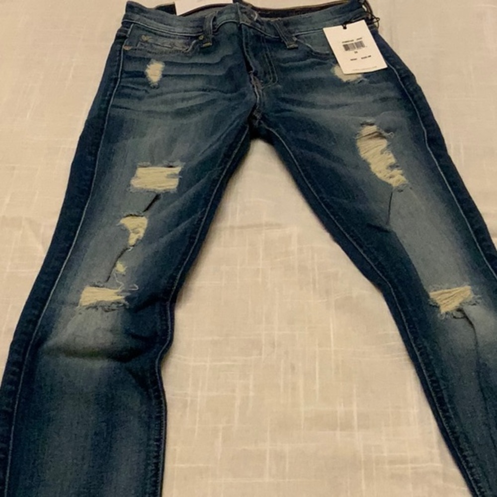 New 7 For All Mankind The Ankle Skinny Distressed Jeans Size 24